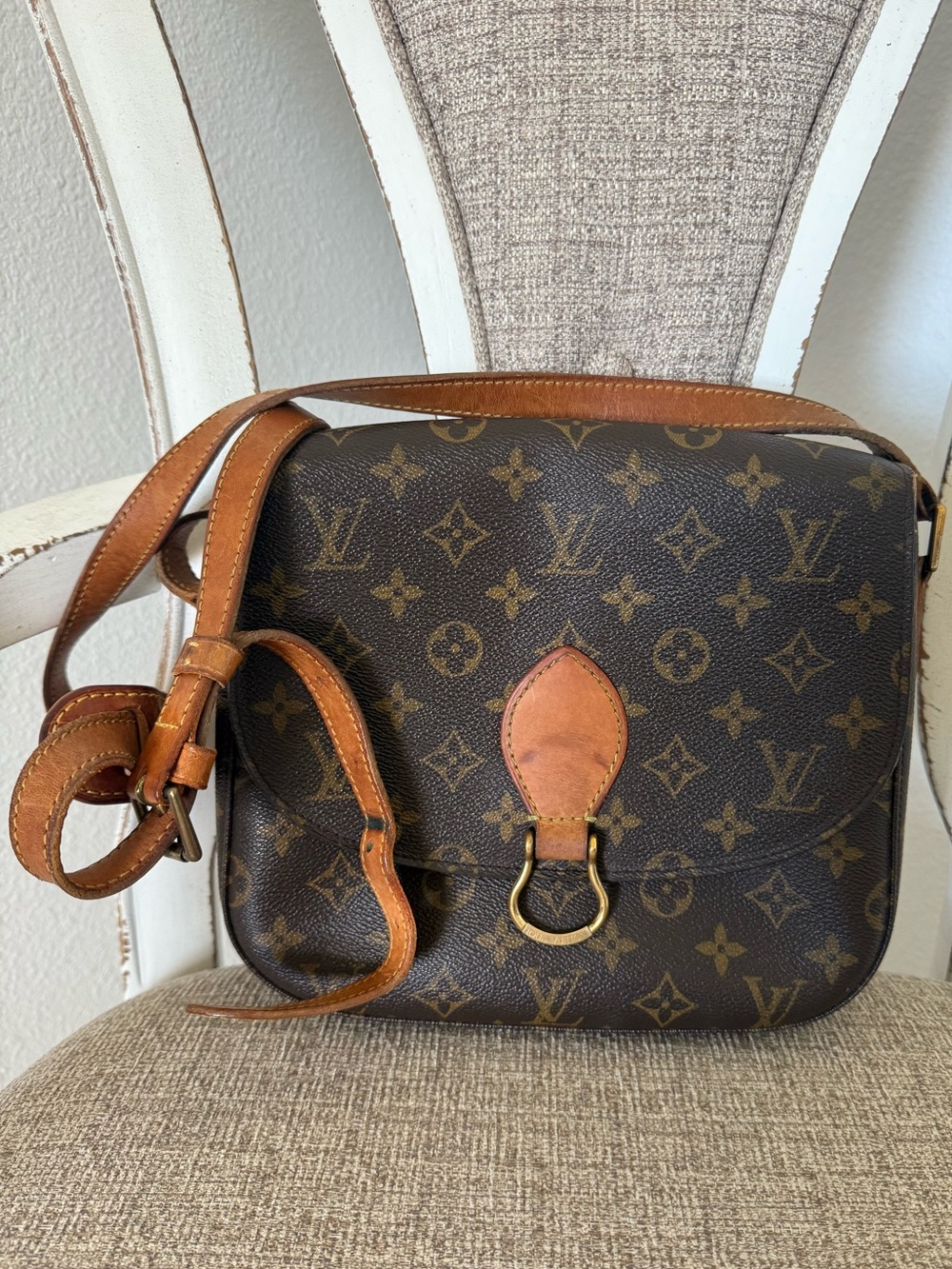 Vintage Louis Vuitton Brown Monogram Saint Cloud Crossbody with Tan Accent - Picture 3 of 16